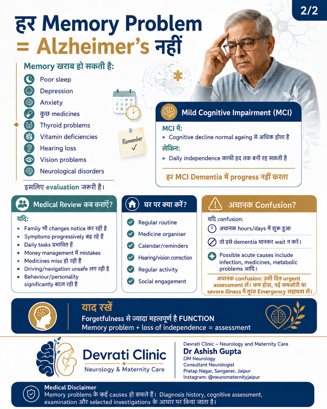 भूलना कब Normal है और कब Dementia का संकेत हो सकता है? — हिन्दी इन्फोग्राफिक, पृष्ठ 2