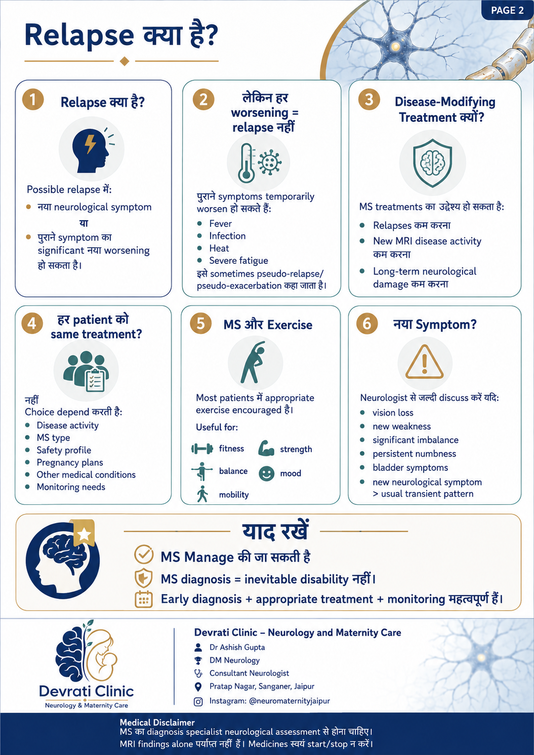 Multiple Sclerosis (MS) क्या है? — हिन्दी इन्फोग्राफिक, पृष्ठ 2