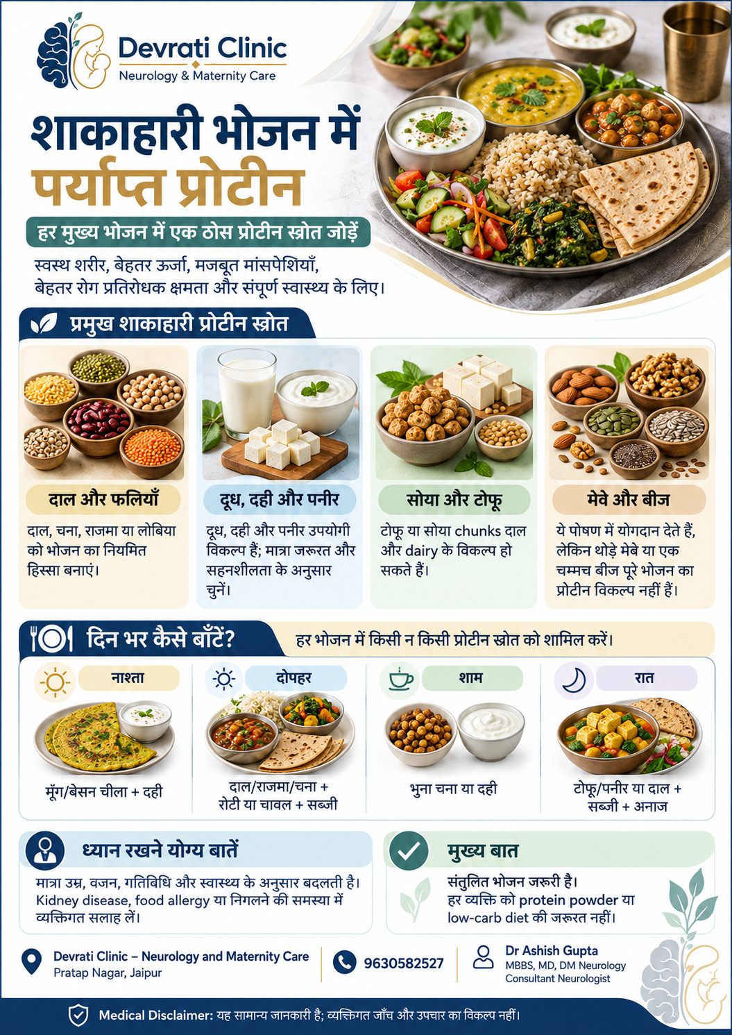 Vegetarian Protein Diet Guide — हिन्दी इन्फोग्राफिक, पृष्ठ 1